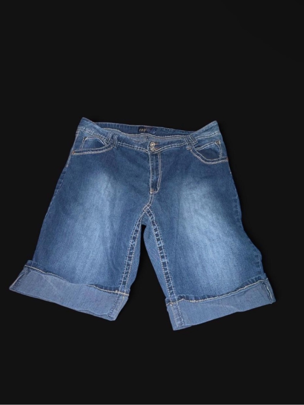 Angels Womens Denim Mid Rise Shorts - Blue Wash